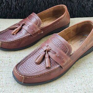 Dockers Men Shoes Slip On Loafer Tassels Brown Leather Upper Size 11.5M
